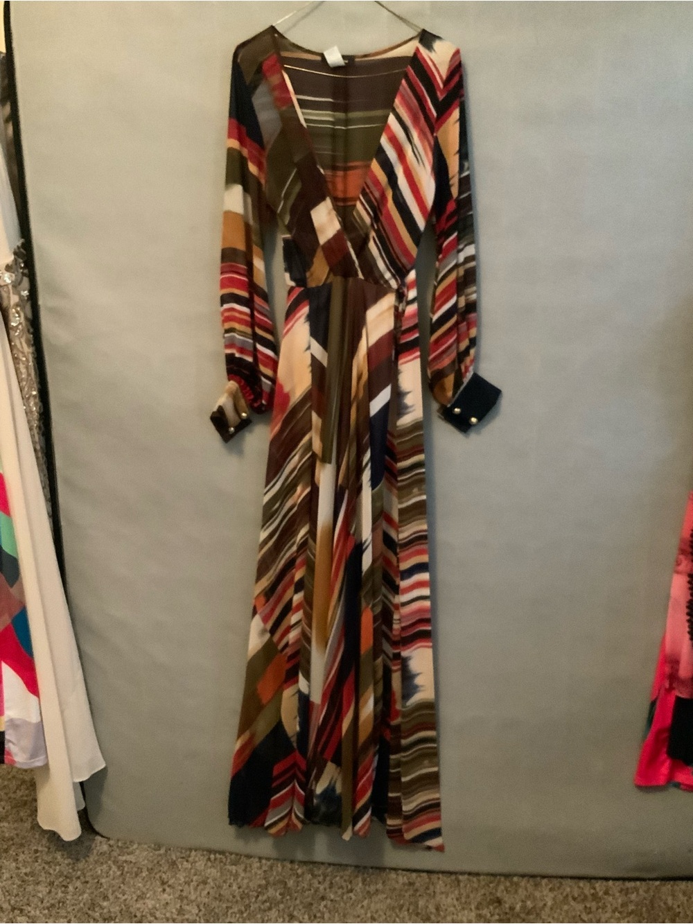 Striped Long Sleeve Maxi Dress in Multicolor - Picture 2 of 5